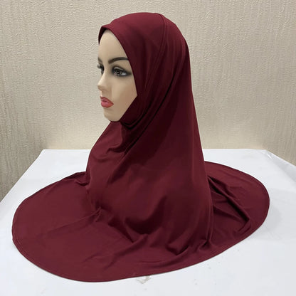 H124 Adults high quality big size muslim hijab scarf with chin part islamic headscarf hats armia pull on headwrap turban caps