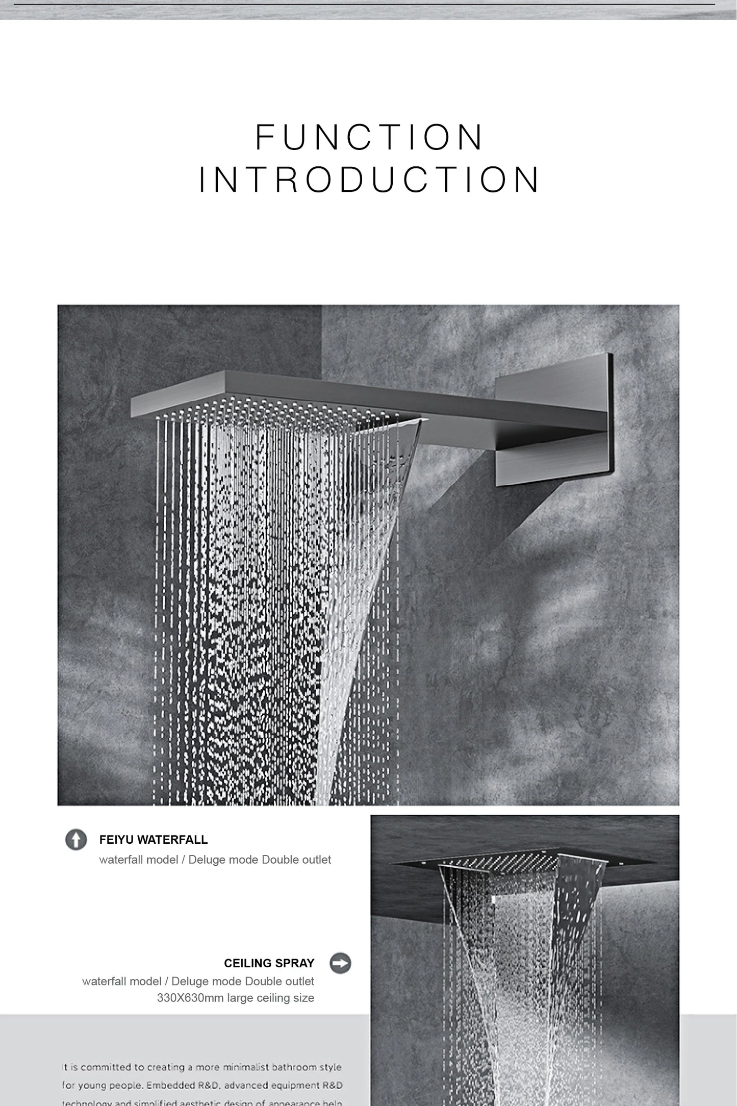 Luxury Black Brass Shower System Wall-Mounted LED Digital Display Design Cold & Hot Dual-Control 4-Function Ceiling Shower Tap