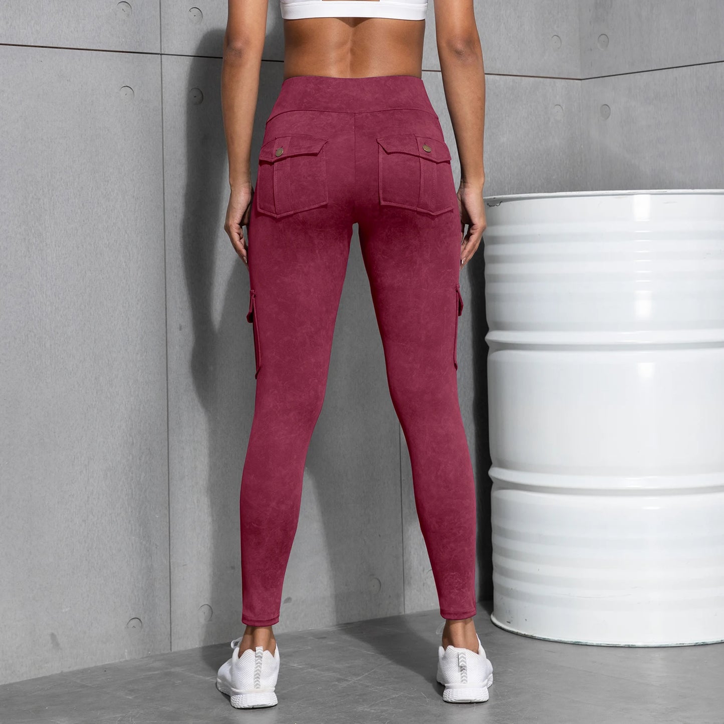Camouflage Printed Women's Leggings With Pocket Sports Cargo Pants High Waist Slim Fit Tight Pants