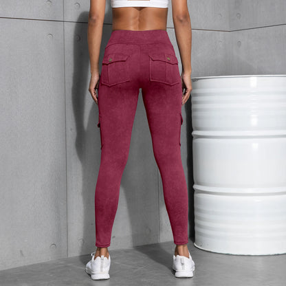 Camouflage Printed Women's Leggings With Pocket Sports Cargo Pants High Waist Slim Fit Tight Pants