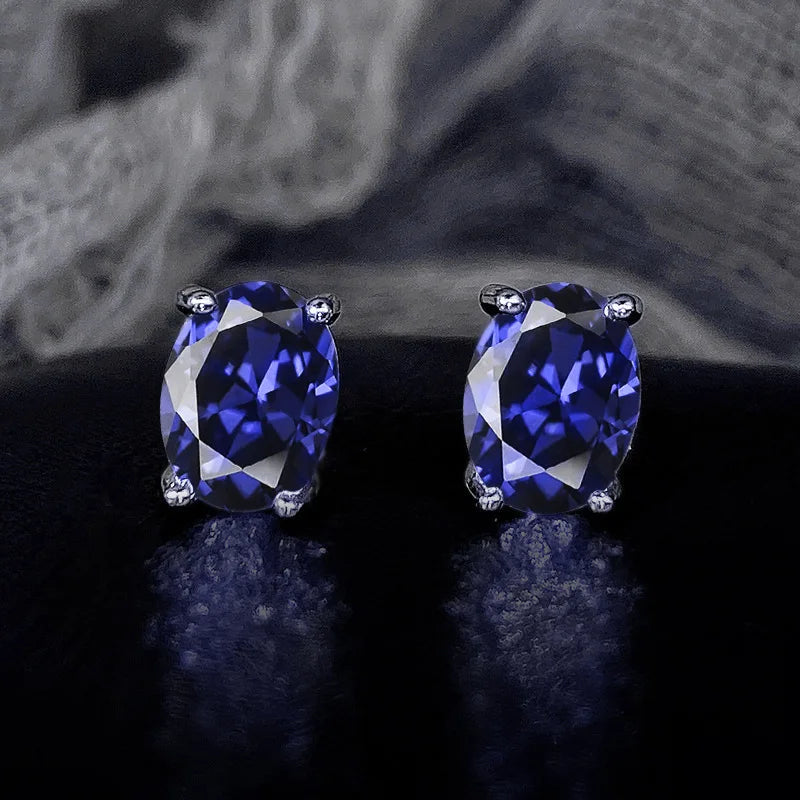 Huitan Simple Stud Earrings with Oval CZ for Lady Daily Wear Ear Accessories Teens Low-key Women's Earrings Statement Jewelry