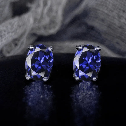Huitan Simple Stud Earrings with Oval CZ for Lady Daily Wear Ear Accessories Teens Low-key Women's Earrings Statement Jewelry