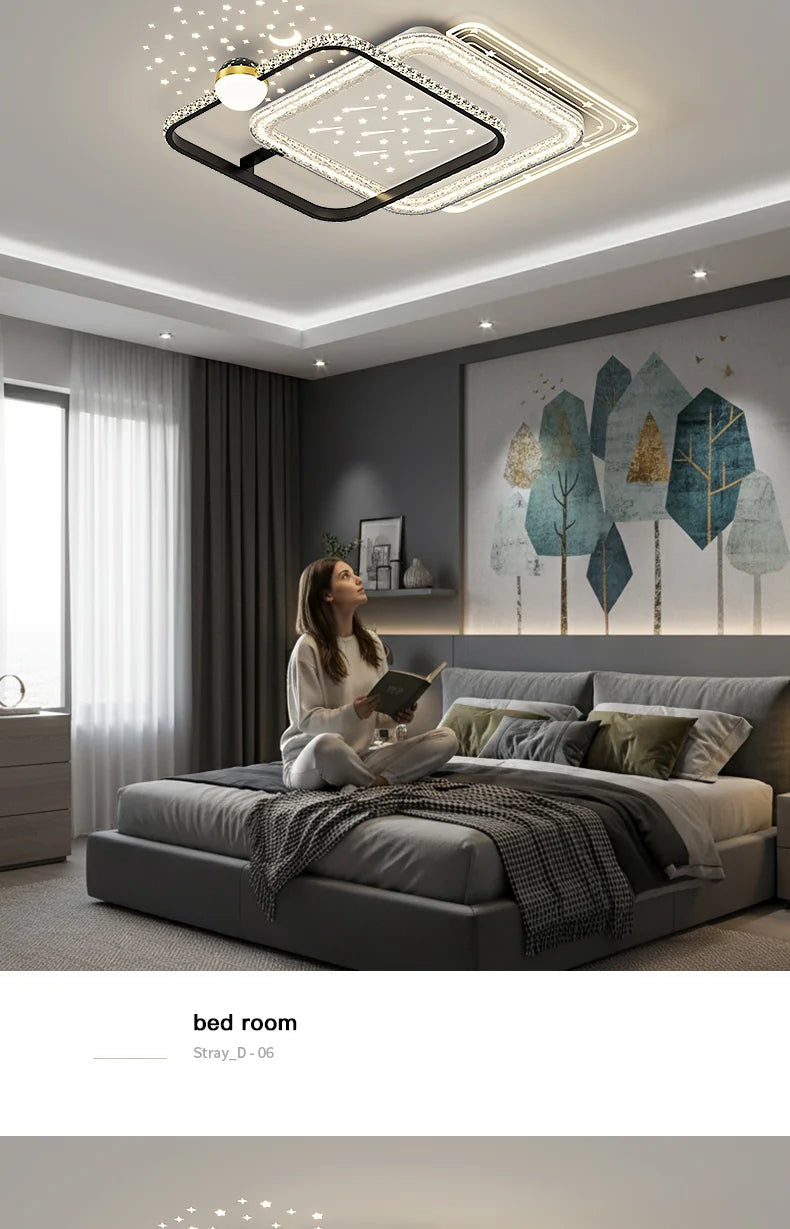 New Model Living Room Starlight Ceiling Lamp - Round Design Luxurious And High-End Modern And Minimalist Style Whirlwind Effect