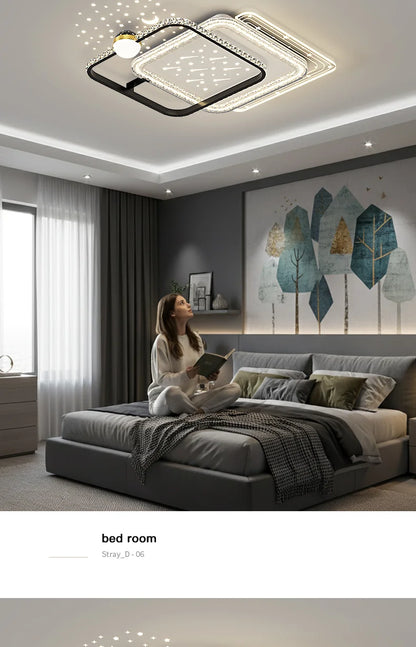 New Model Living Room Starlight Ceiling Lamp - Round Design Luxurious And High-End Modern And Minimalist Style Whirlwind Effect