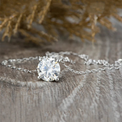 0.5/1/2ct Round Cut Solitaire Diamond Moissanite Pendant Necklace for Women 925 Sterling Silver Wedding Bridal Neck Chain GRA