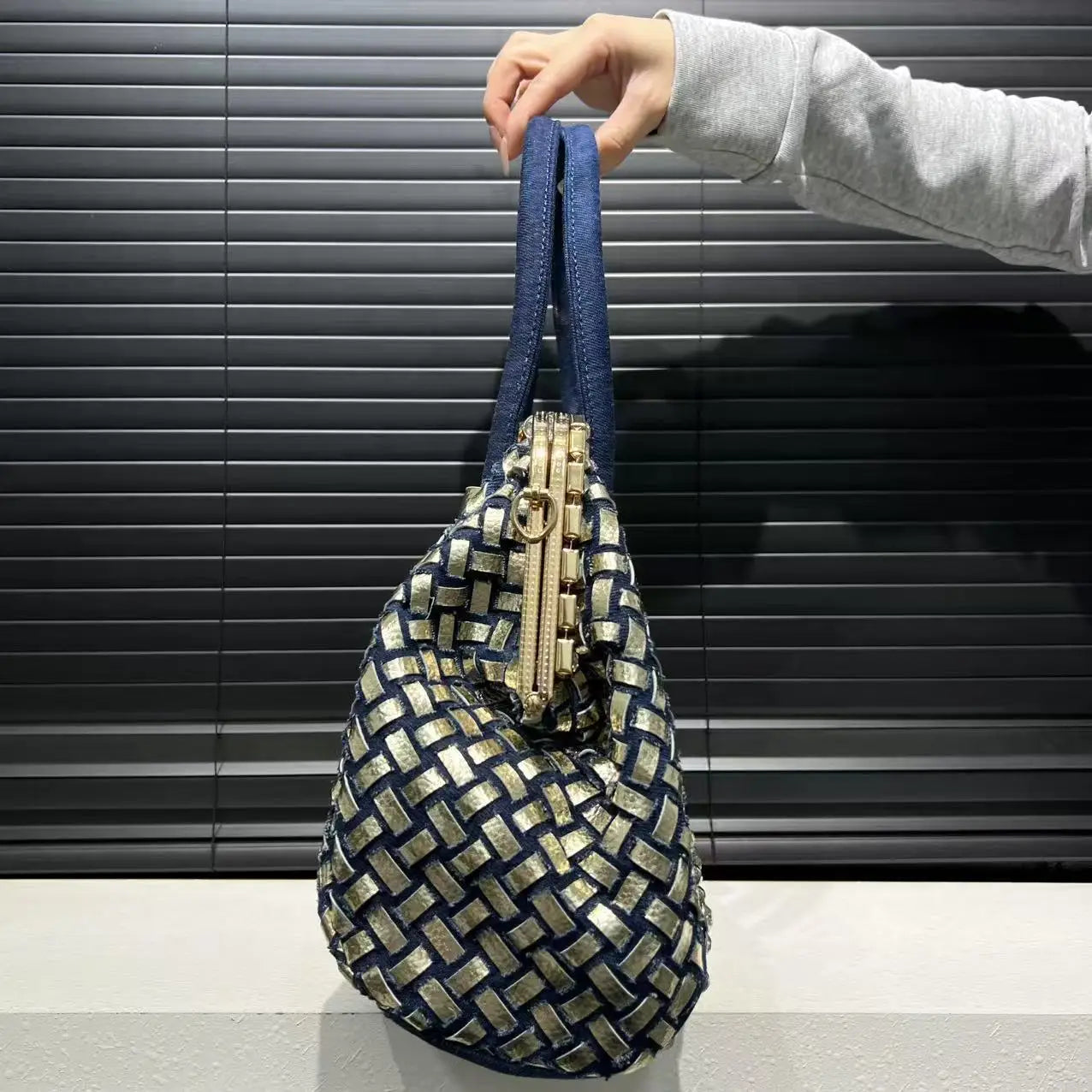New Fashion Women's Bag Large Capacity Elegant Diamond Shoulder Bag High Quality Denim Crossbody Bag Designer Luxury Handbags