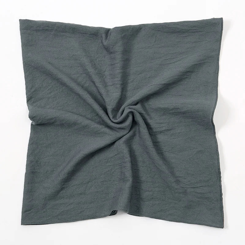 90*90cm Thin Soft Square Scarves for Women Simplicity Solid Color Cotton Linen Headscarf Muslim Female's Hijabs Bag Accessories