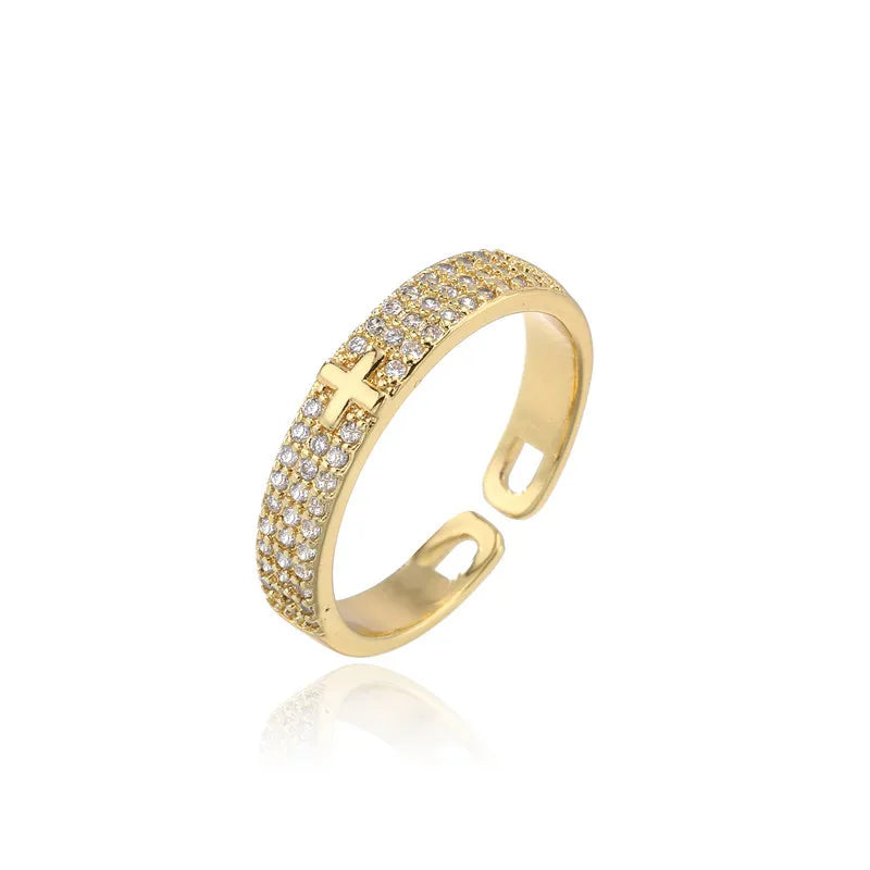 NEWBUY New Fashion Clear Shiny CZ Zircon Cross Evil Eye Rings For Women Girl Finger Accessories Party Jewelry Gift