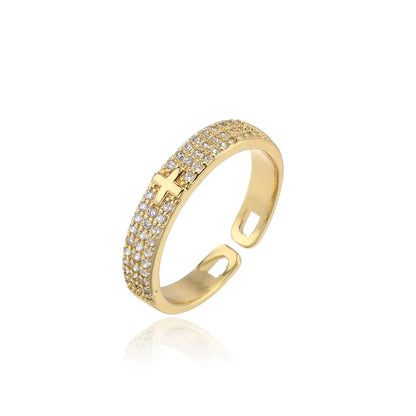 NEWBUY New Fashion Clear Shiny CZ Zircon Cross Evil Eye Rings For Women Girl Finger Accessories Party Jewelry Gift