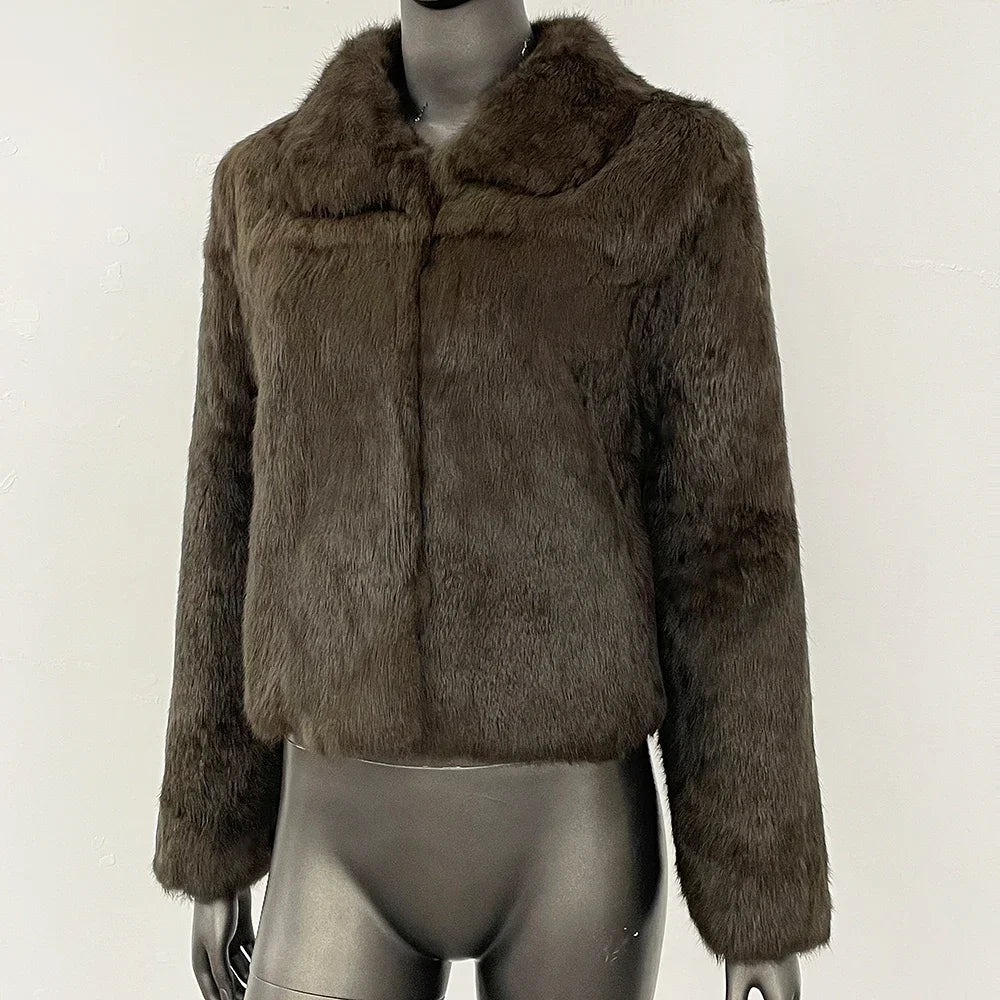 Natural Rabbit Fur Coat Women New Autumn Winter Female Real Fur 2025 Real Leather and Fur Women's Clothing Outerwear Lady Jacket