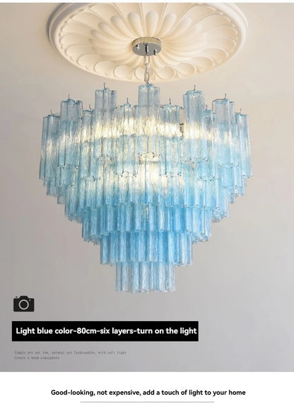 Designer Murano Ceiling Chandeliers Pink Colorful Glass LED Hanging Pendant Lights for Living Dining Room Bar Villa Art Lighting
