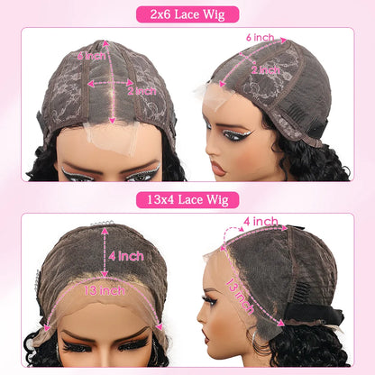 Curly Short Bob 300% Density 13x4 HD Lace Front Human Hair Wigs Women Water Wave Brazilian Lace Frontal Wig 2x6 Lace Closure Wig