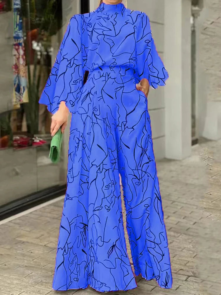 TRAF Autumn Fashion Back Zipper Jumpsuit Women's Casual Long Sleeve Tie Knot Strap Jumpsuits Loose Wide Leg Pants Streetwear
