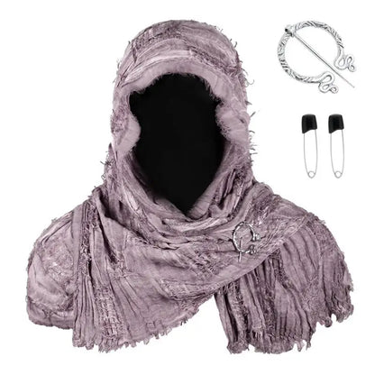Techwear Style Ripped Tassel Punk Vintage Scarf Man Woman Medieval Knight Cape Cloak Halloween Cosplay Shawl Costume