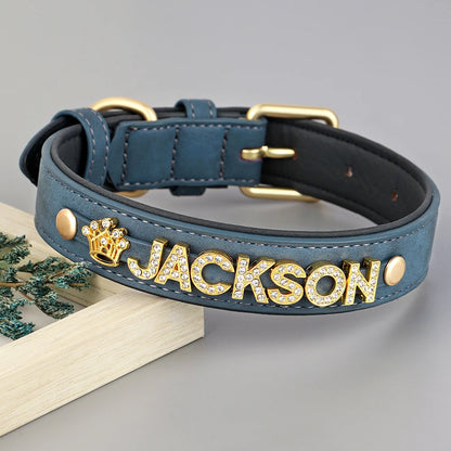 Customized Leather Dog Collar DIY Personalized Small Medium Dogs Chihuahua Pitbull Necklace Free Name Charms Pet Accessories