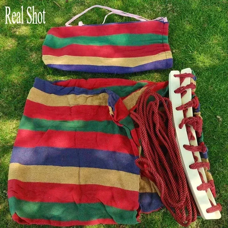 Outdoor Canvas Camping Hammock Anti Rollover Portable Thicken Fabric Single/Double Hammock with Carry Bag for Patio, Backyard