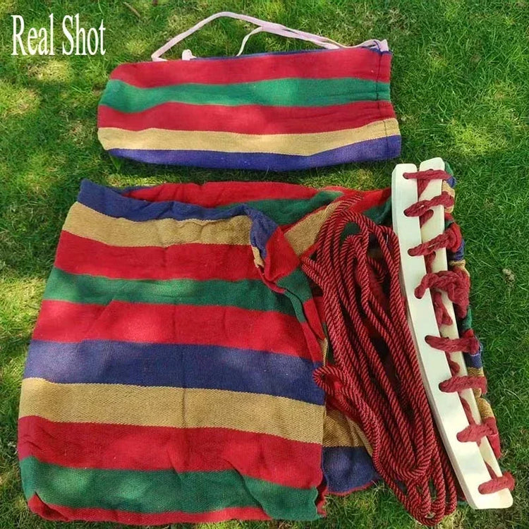 Outdoor Canvas Camping Hammock Anti Rollover Portable Thicken Fabric Single/Double Hammock with Carry Bag for Patio, Backyard