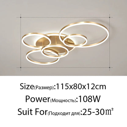 Modern Round Design Ceiling Lights For Living Room Bedroom Gold White Coffee Painted  Circle Rings Lighting Fixtures Luminaire
