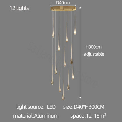 Minimalist LED Chandelier Luxurious Modern Living Room Lighting Duplex Attic Home Decoration Dining Room Staircase Pendant Light