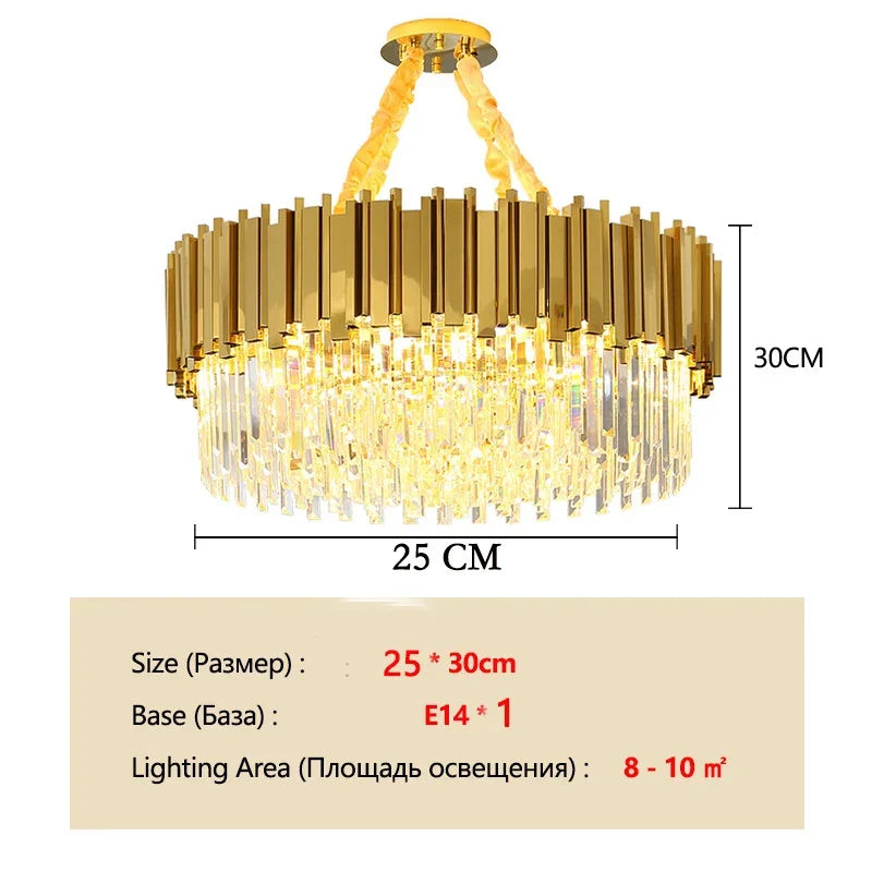Gold K9 Crystal Tricolor Chandelier Luxury Modern LED Ceiling Light for Living Room Dining Room Bedroom Ceiling Lights