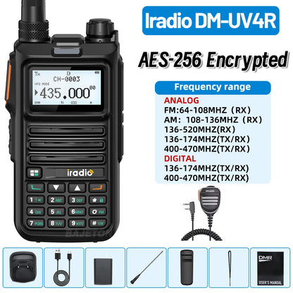 Iradio DM-UV4R DMR Walkie Talkie Dual Mode Dual Time Slot AES-256 Encryption Digital Analog SMS NOAA For RT-4D Ham Radio
