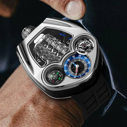 PINDU Design Men's Watch Top Brand Luxury Business Watch Men's Compass Waterproof Quartz Wristwatches Silicone Strap P6658