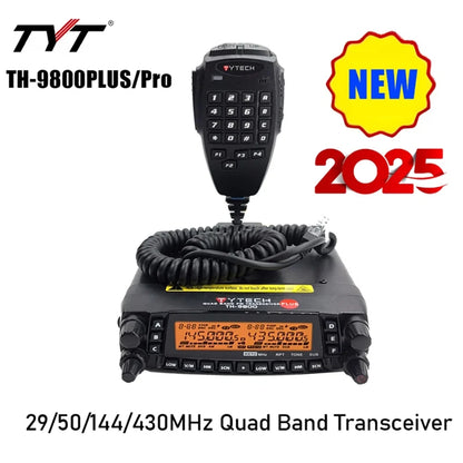 Latest Version TYT TH-9800Plus Quad Band 29/50/144/430MHz 50W Walkie Talkie Upgraded TH9800 Dual Display Mobile Radio Station