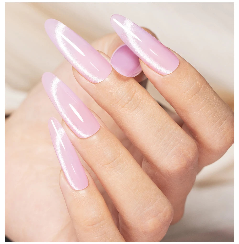 AWStorG 7.5ml Light Color Cat Eye Gel Nail Polish Pink Semi Permanent Glitter Magnetic Gel Soak Off UV LED Varnish Nail Art