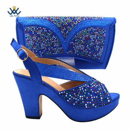 Fashionable Italian Mature Style African Sets Black Color Nigerian Shoes Matching Bags for Royal Wedding Party