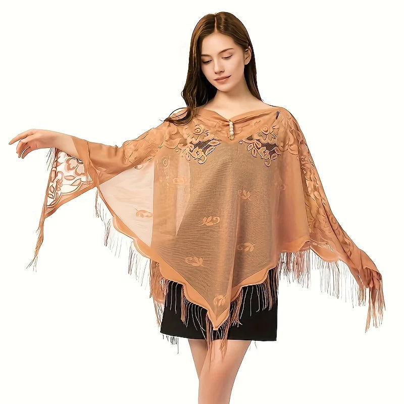 New Embroidery Lace Scarf Shawl Floral Triangular Veil Shawl For Women Party Scarf Wedding Poncho Stoles Ladies Headband Wraps