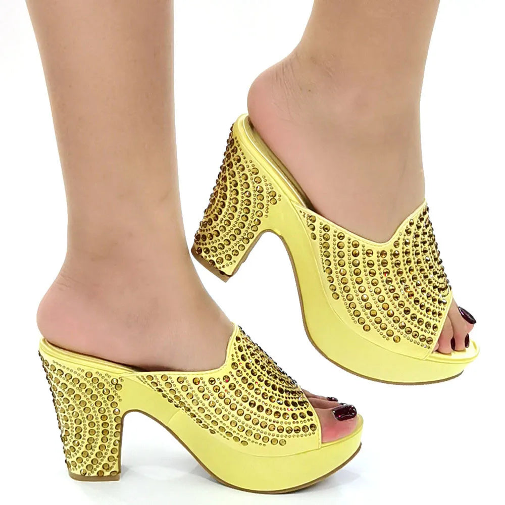 2023 Fashion Women Summer Autumn Skid-proof Square Toe Shoes  Heels Italian Woman Wedding for Party Shoes