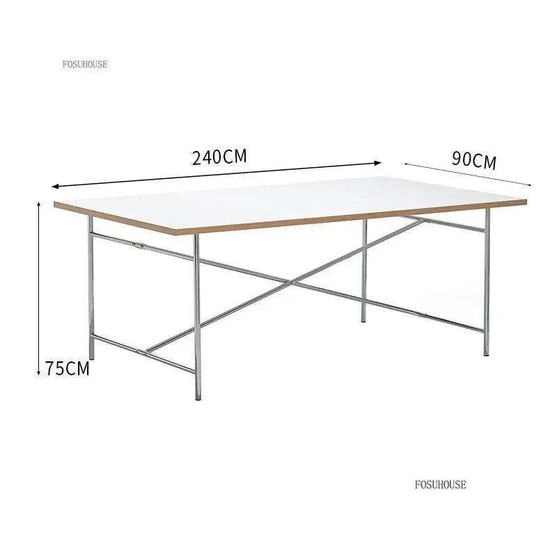 Office Furniture Stainless Steel Leg Rectangular Desks Solid Wood Office Computer Desk For Conference Room Writing Study Table g