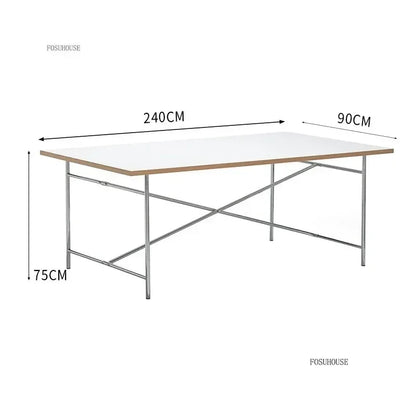 Office Furniture Stainless Steel Leg Rectangular Desks Solid Wood Office Computer Desk For Conference Room Writing Study Table g