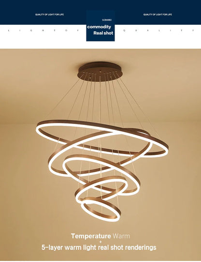 Mordern Minimalist Hign-end LED Pendant Lights Designer Circle Chandelier Home Rooms Decoration for Hall Living Lamping Fixtures
