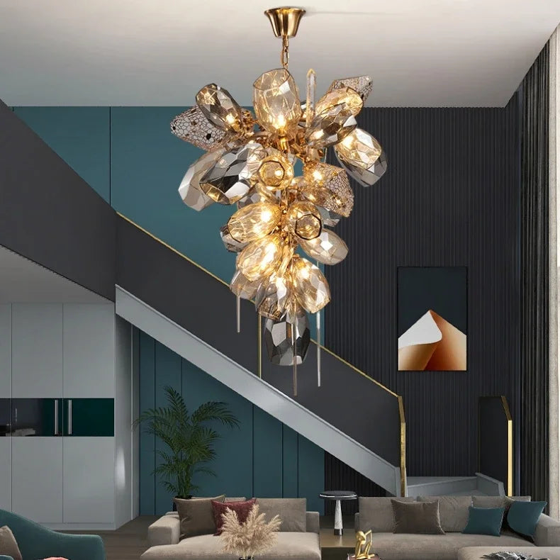 Postmodern Luxury K9 Crystal Chandelier Kitchen Island Decor LED Lighting Cognac Glass Dining Room Hanging Lights Loft Lamps
