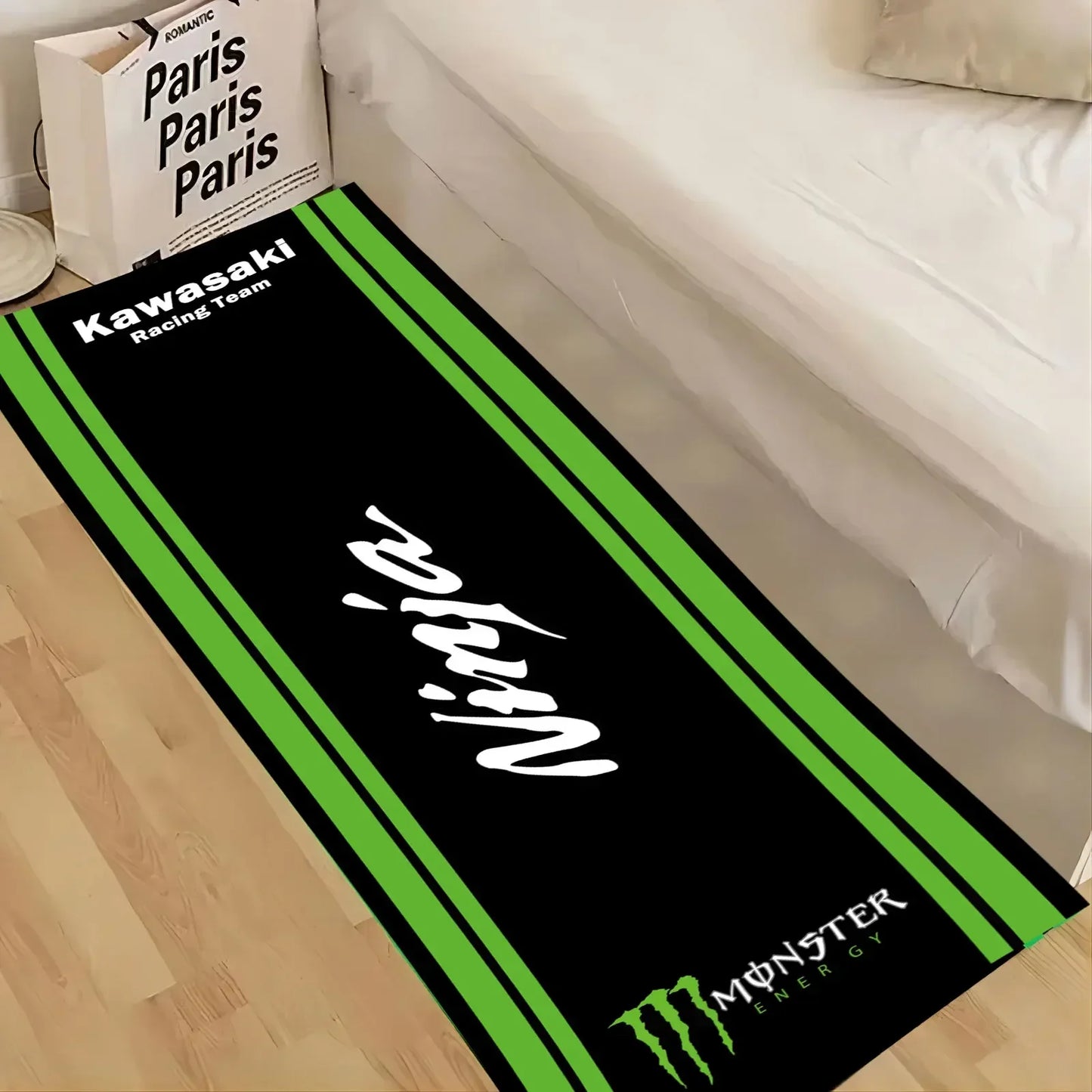 Kawasaki Motorcycle Carpet Garage Mat Racing Cool Moto Display Motorcycle Display Mat Kawasaki Anti-slip Floor Decoration Rug