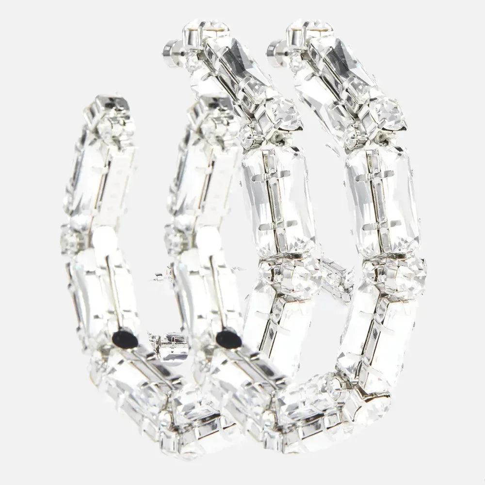 Shine Circle Large Crystal Hoop Earrings for Women 2023 Trending Oversize Statement Rhinestone Dangle Earrings Stud Jewelry