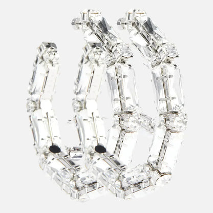 Shine Circle Large Crystal Hoop Earrings for Women 2023 Trending Oversize Statement Rhinestone Dangle Earrings Stud Jewelry