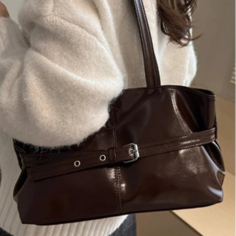 Winter Style Women's Retro Minimalist Tote Shoulder Bag 2025 Autumn Large Capacity Commuting Top-Handle Hand Bags for Women