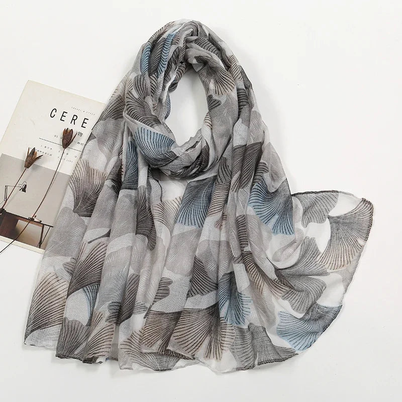 Muslim Women Cotton Viscose Scarf Ombre Floral Voile Beach Hijab Shawls and Wraps Female Foulard Echarpe Designer Long Scarves