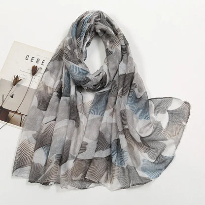 Muslim Women Cotton Viscose Scarf Ombre Floral Voile Beach Hijab Shawls and Wraps Female Foulard Echarpe Designer Long Scarves