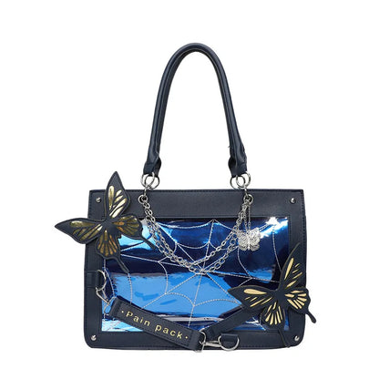 Sweet Y2k Lolita Butterfly Chain Shoulder Bags Trendy Gothic Harajuku Ita Bag Japanese Chic Women Transparent Handbags Crossbody