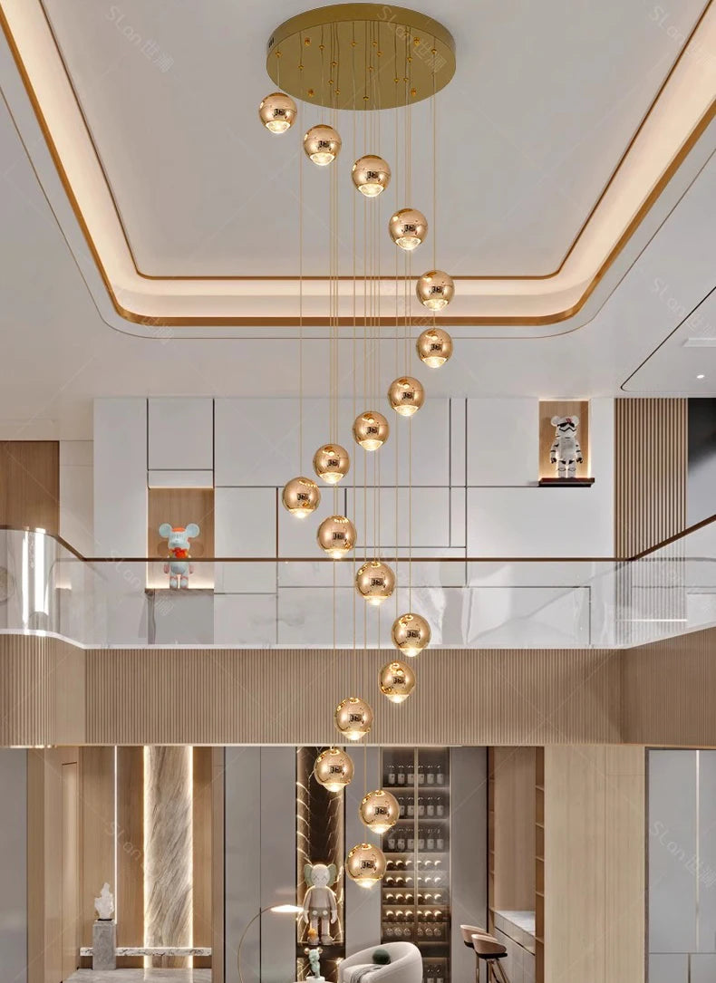 Modern Home Decor LED Lights Pendant Light Lamps for Staircase Chandeliers for Living Room Hanging Light Indoor Lighting