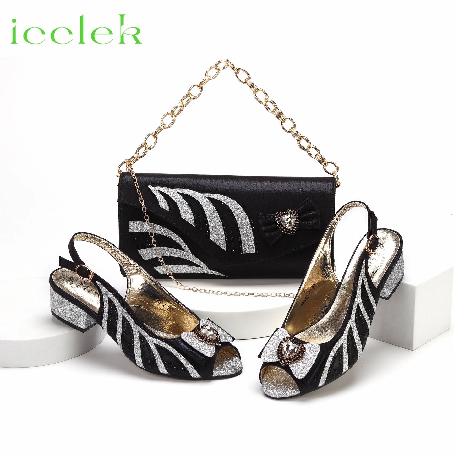 2024 New Arrival Elegant Style Fuchsia Color Low Heels Nigeria Popular Design African Ladies Shoes And Bag Set