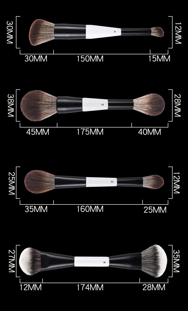 Dual-Ended Foundation Face Brush F4 Powder F1 Blush Contour F2 Makeup Brushes with Box Packaging