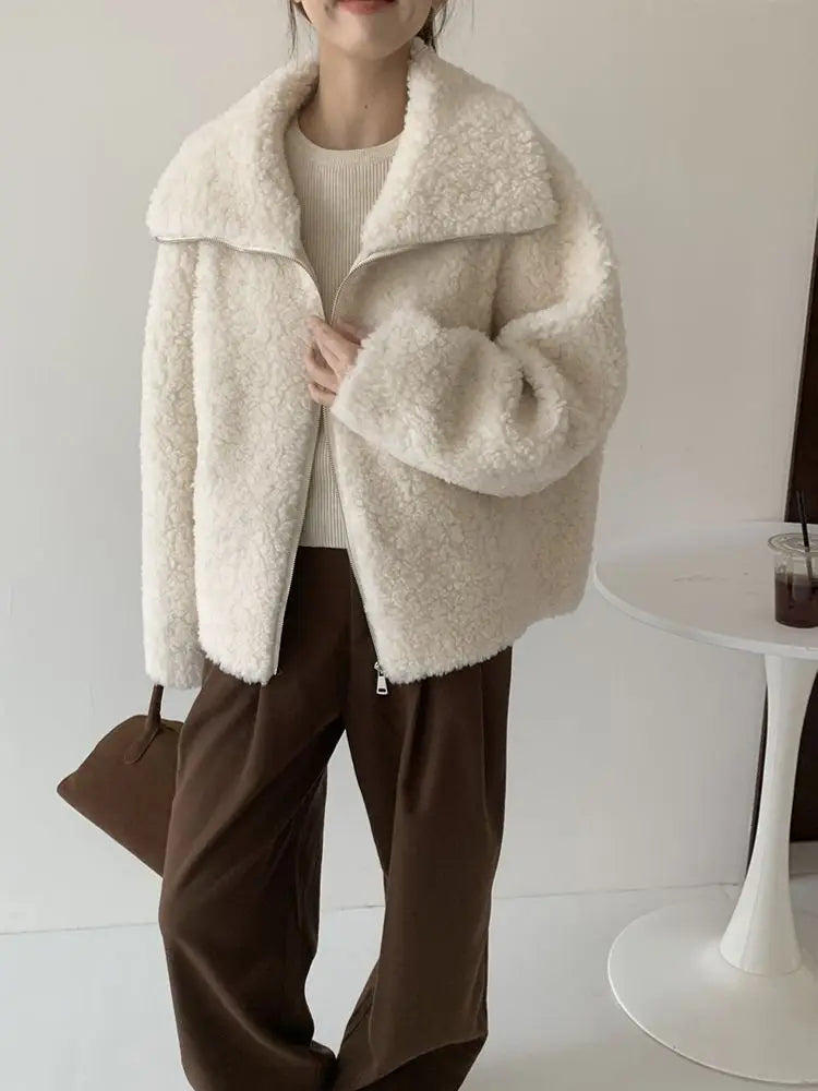 Fake Fleece Coat Women New Autumn Winter Casual Fleece-Lined Thickened Fur-Onepiece Coat Top