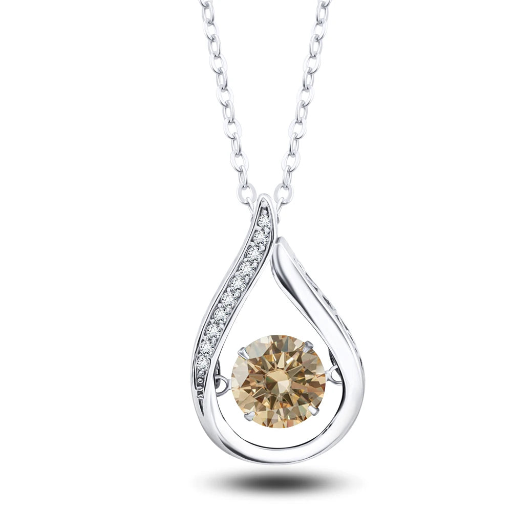 VVS1 D Color Moissanite Necklace For Women Fine Jewelry with GRA 925 Sterling Sliver Chain Plated 18k White Gold