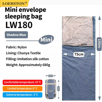 Outdoor Camping Ultralight Compact Adult Sleeping Bag Travel Washable Down Cotton Insulation Dirt-Resistant Portable Waterproof