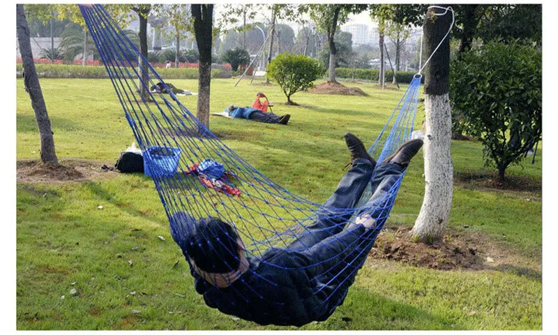 Outdoor Camping Hammock Portable Net Swing /Tree Straps, Single or Double Mesh Nylon Hammock for Outside, Hiking, and Travel