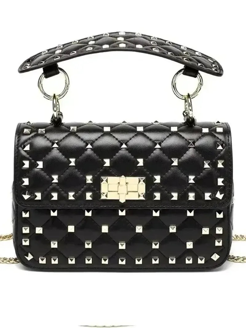 2026 New Fashion Women Sheepskin Leather Rivet Handbags Chain Bag Designer Shoulder Bags Luxury Woman Messenger Bags